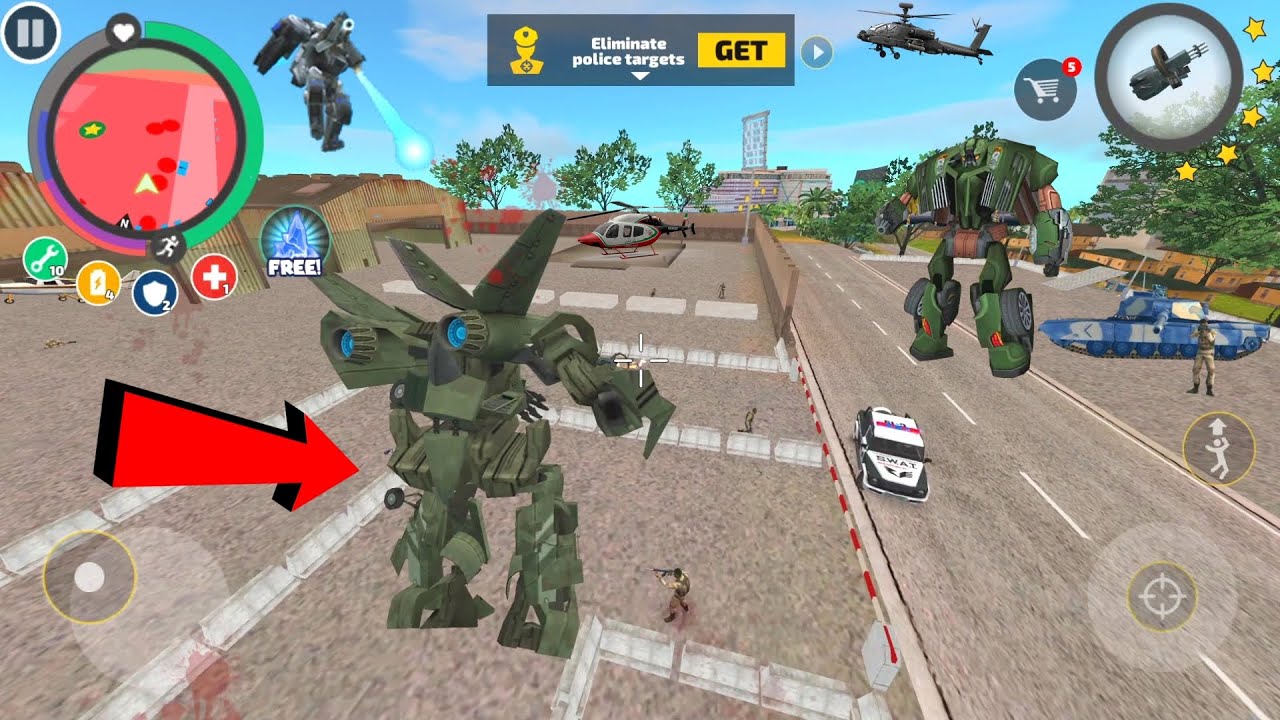 Rope Hero: Vice Town (Aircraft Transformer Fight Car Robot)Aircraft Fight on Army Base - Gameplay HD