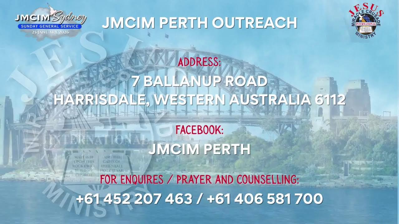 Watch!!! JMCIM SYDNEY OUTREACH Live Streaming of SUNDAY SERVICE January 25, 2026