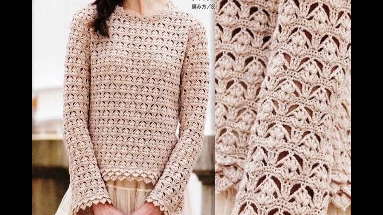 🌿 Descubre La Elegante  Puntada Para Jerseis y Blusas  a Crochet