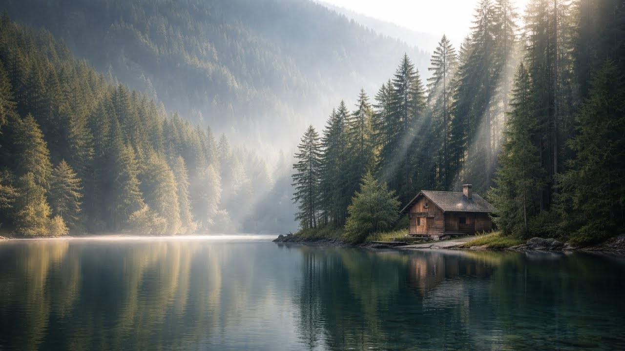 Tranquil Cabin Piano Music Near Crystal Waters