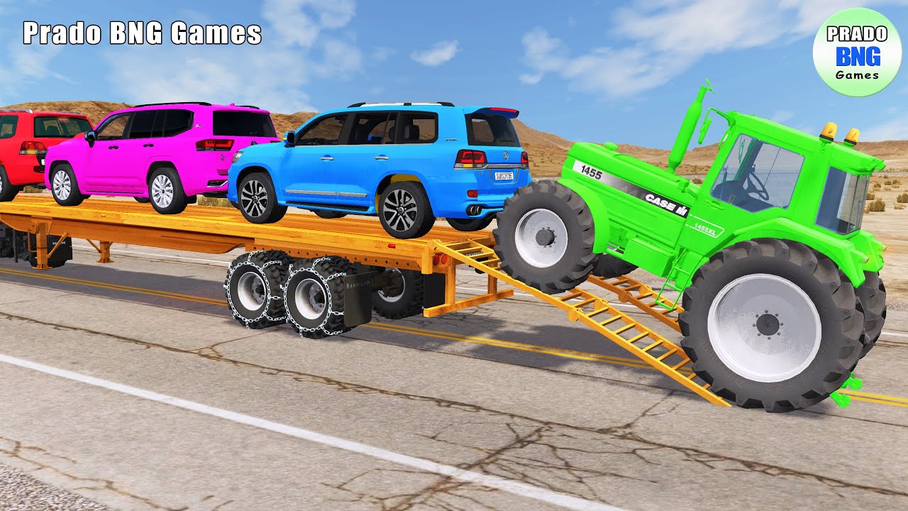 Toyota Cars vs Train | Truck Man Flatbed vs Train Beamng.drive 184