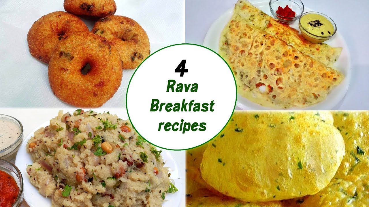 4 easy & instant rava breakfast recipes | healthy & quick breakfast recipes | rava recipes