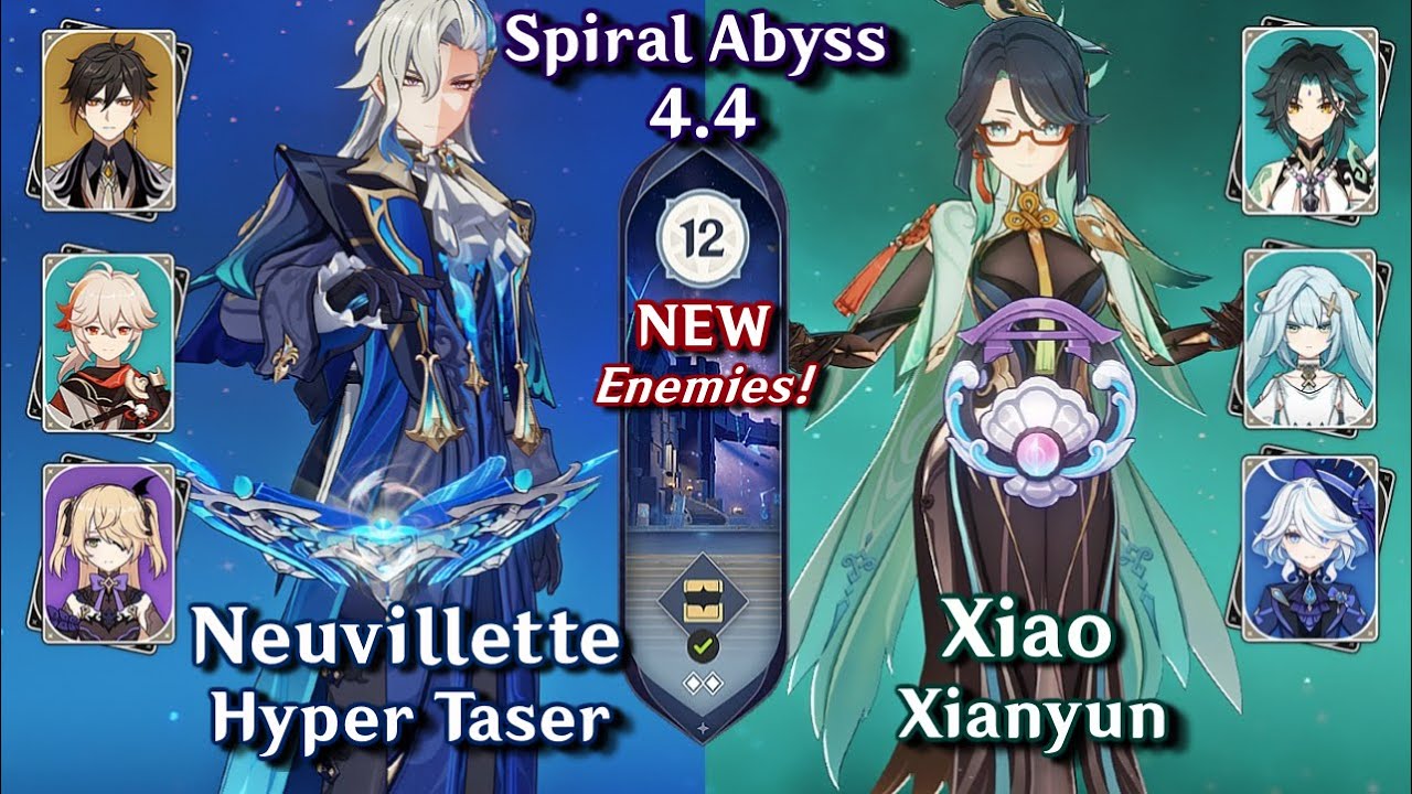 NEW SPIRAL ABYSS 4.4! C0 Xianyun Xiao & C0 Neuvillette Hyper | Floor 12 - 9 Stars | Genshin Impact