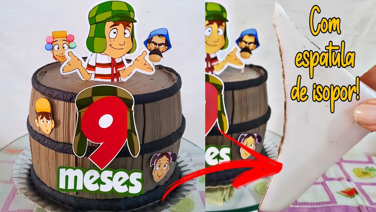 Bolo Barril com espátula de isopor! | Bolo Chaves 💕