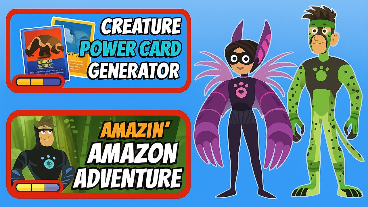 Wild Kratts Creature Card Generator, World Rescue, Amazin Amazon, Powersuit Maker | PBS Kids Games