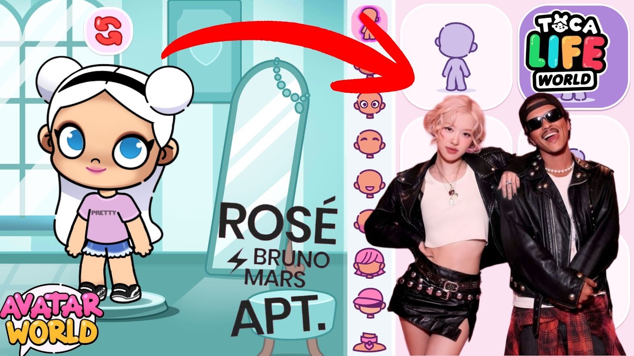UNLOCK UNICORN COLLECTION BRUNO MARS And ROSE NEW✨️ UNIFORM🖤🩷 In Avatar World Vs Toca Boca