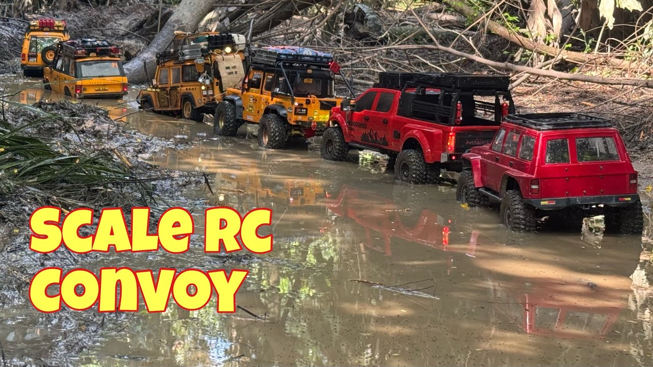 Scale RC convoy in the tropics