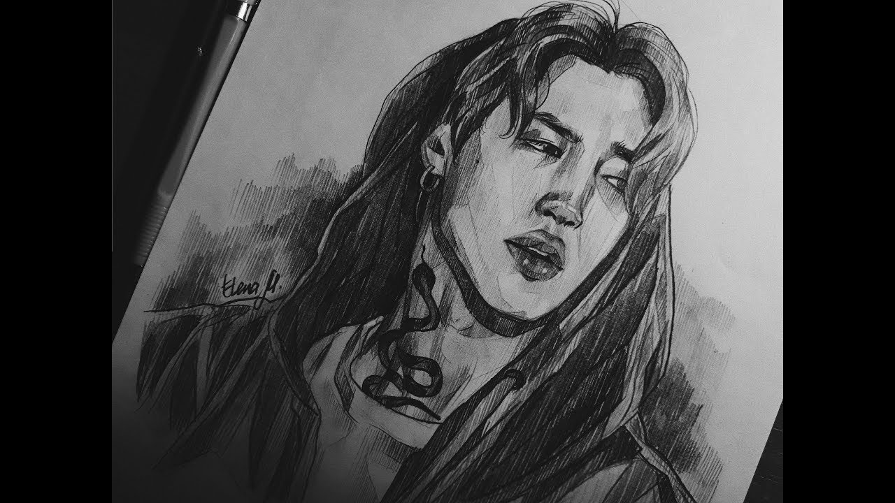 BTS JIMIN graphite drawing (by Elena Martynyuk)