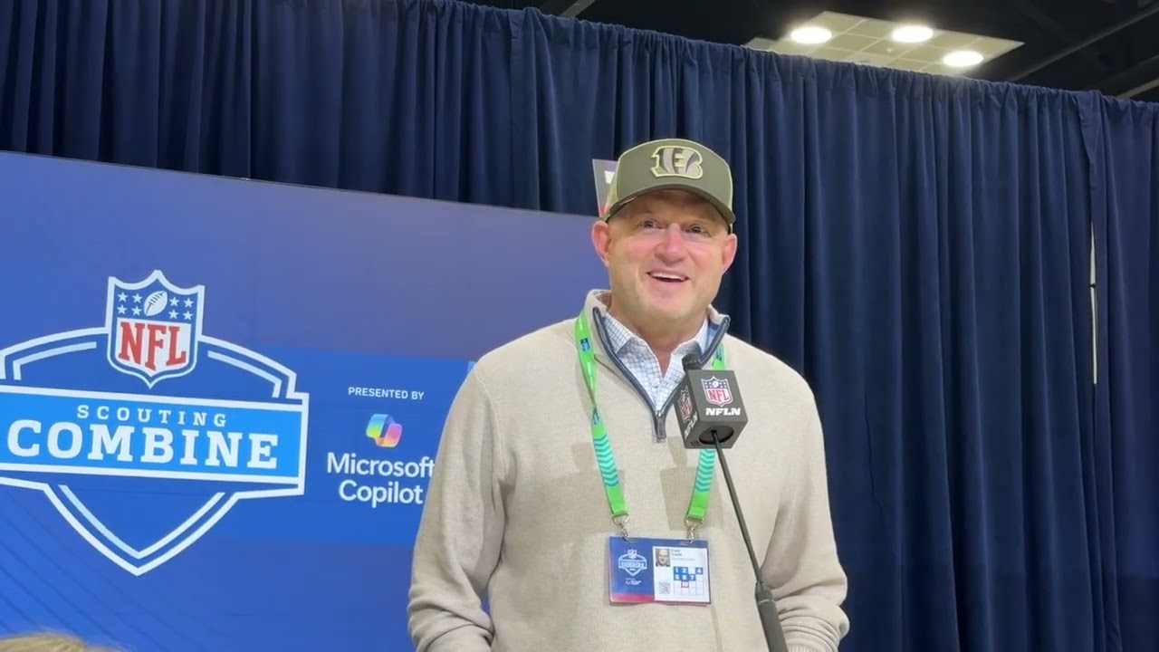 Bengals director of player personnel Duke Tobin speaks at 2026 NFL Combine 