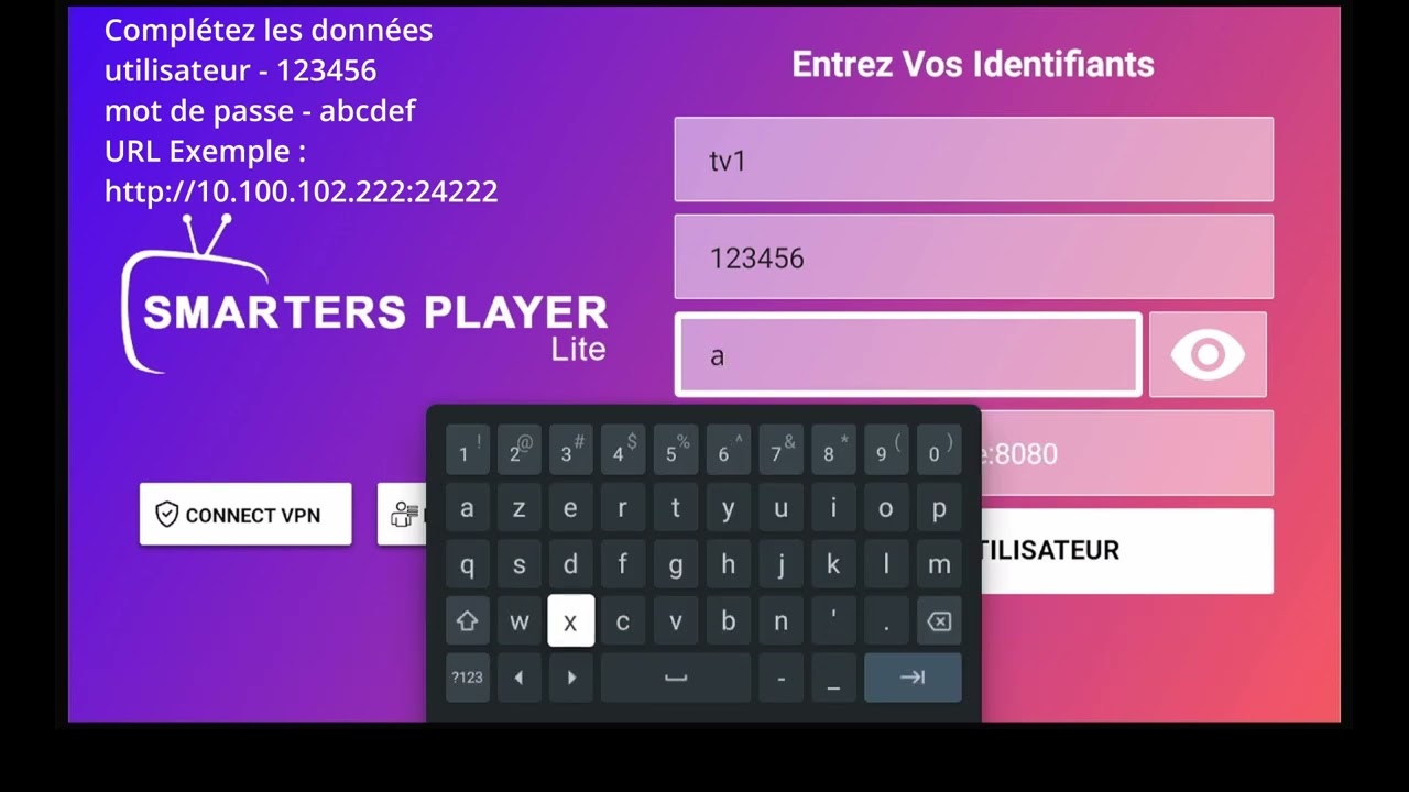 Nouveau compte Smarters Player