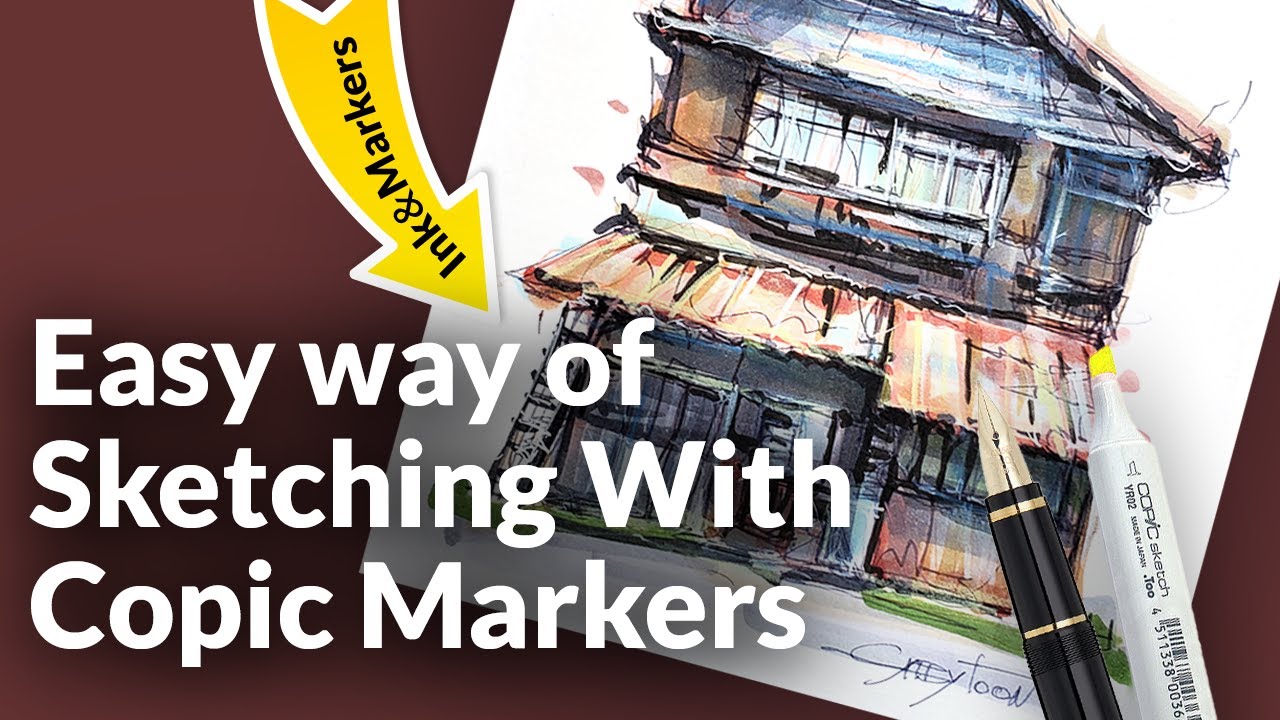 Loose Ink & Copic Markers Sketching Tutorial l Two Ways of Sketching for Beginners Step by Step
