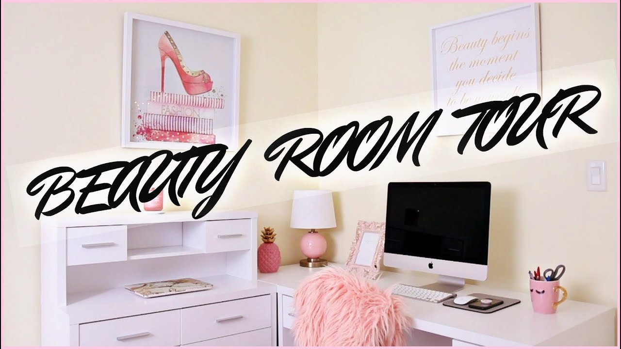 BEAUTY ROOM TOUR/ AT HOME OFFICE SPACE 2018 | JuicyJas