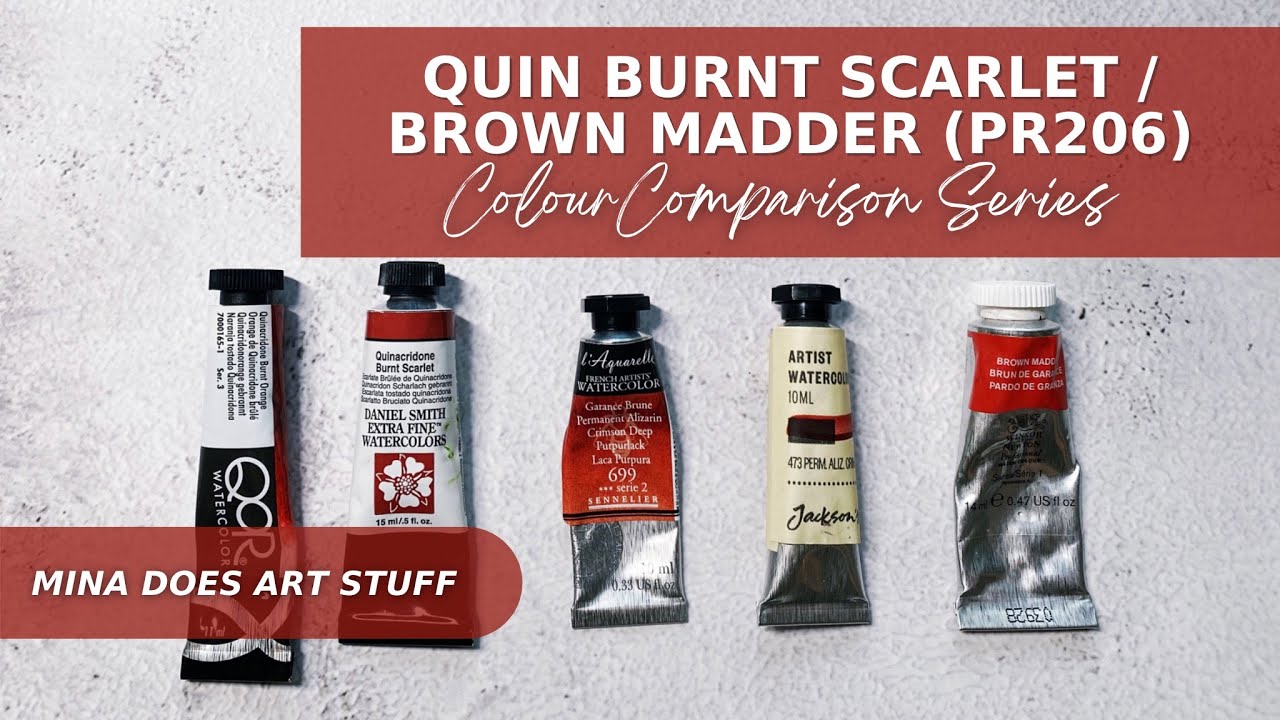 Quin Burnt Scarlet / Brown Madder - PR206 - Colour Comparison Series - Mina Does Art Stuff