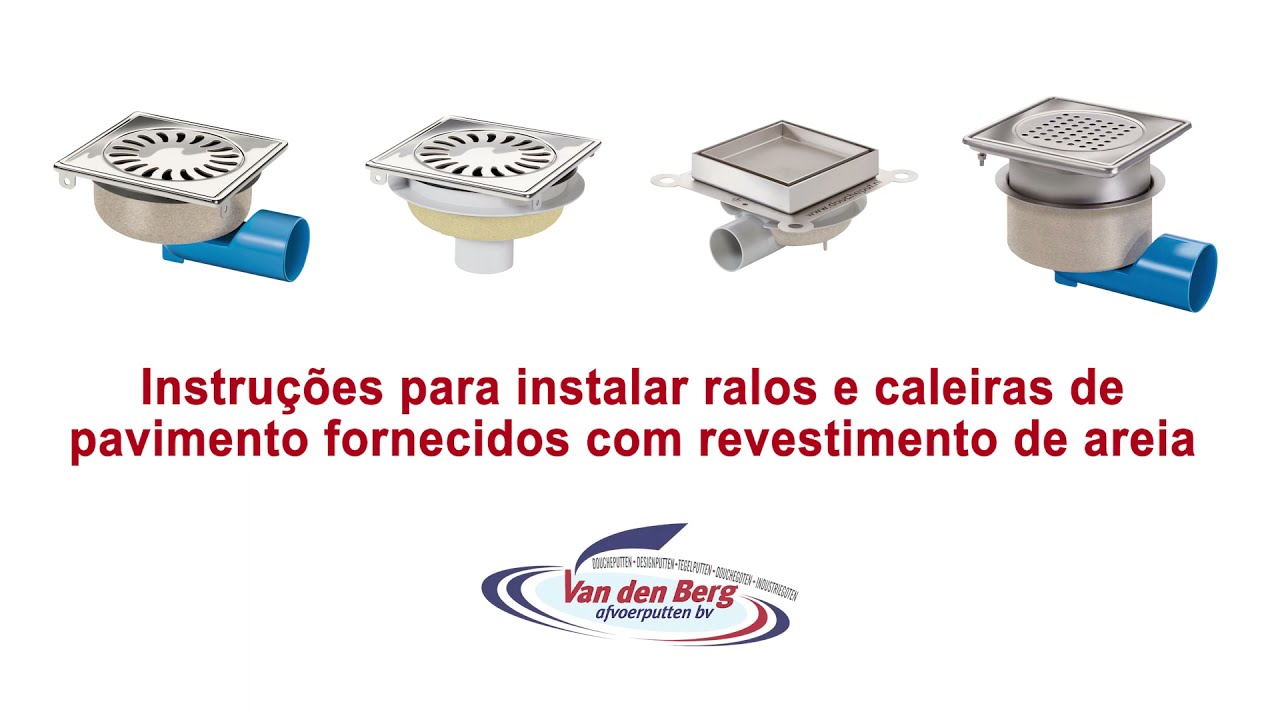 Instruções para instalar ralos e caleiras de pavimento fornecidos com revestimento de areia