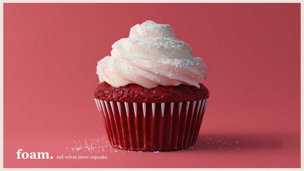 red velvet snow cupcake.