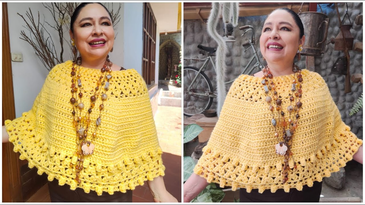 Poncho - Chal - Capita. PANAL a Crochet. Todas las tallas