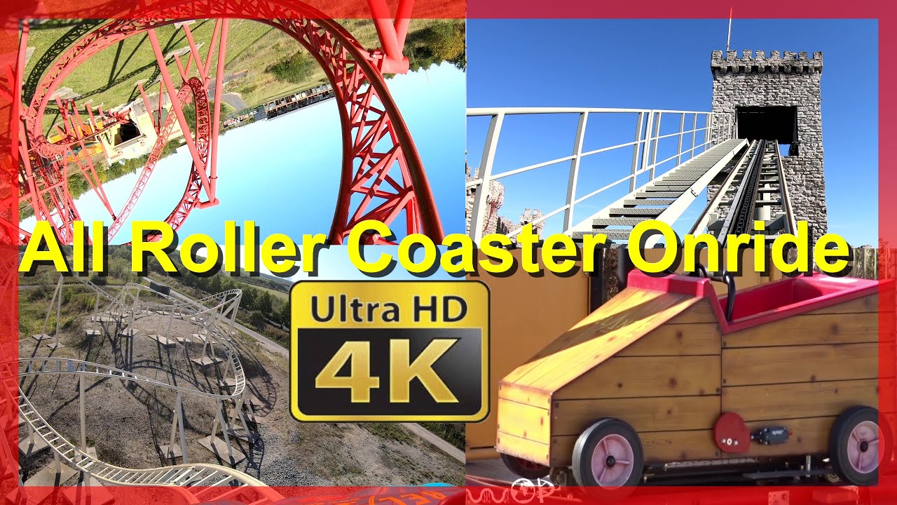 Belantis alle Achterbahnen (onride) Belantis all Roller Coaster Onride (POV) 1st row (4K) Huracan