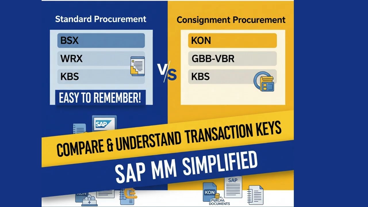 Standard vs Consignment Procurement - Understand KON, BSX, WRX, GBB-VBR in SAP MM