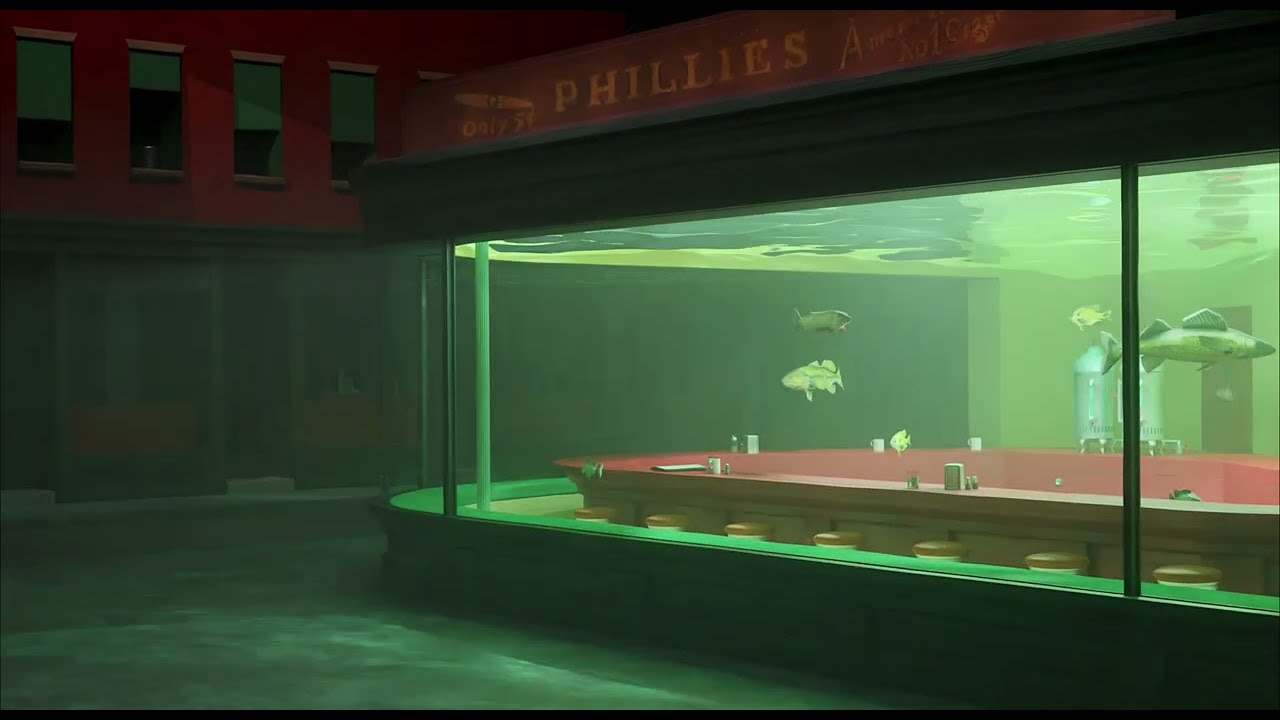 Liminal Ambience | Edward Hopper Painting Animation | 3 HOURS Relax, Sleep and Study