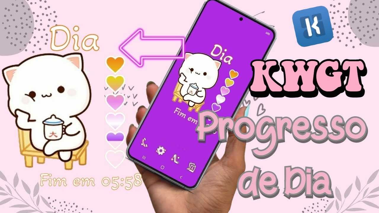Como Fazer WIDGETS de PROGRESSO DE DIA DESENHADO e COLORIDO no KWGT | Saiba quantas horas para o fim