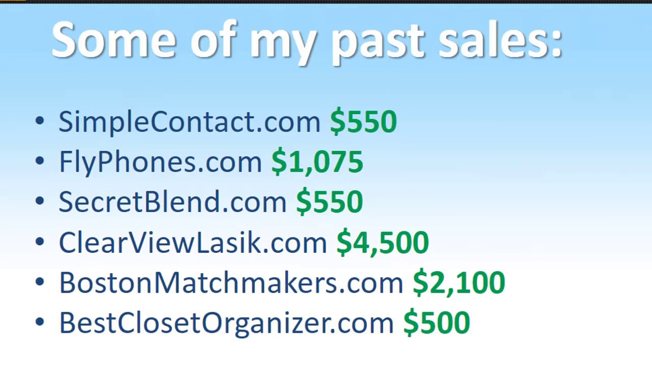 002 Same Day Domain Profits - Actual Domain Sales
