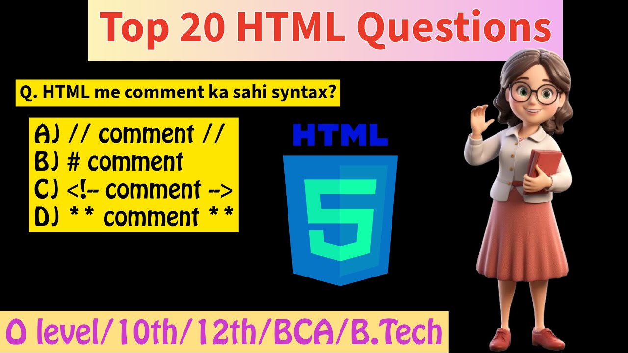20 HTML MCQ Questions | Web Development Quiz | HTML Basics to Advanced |2026#htmlmcq #webdevelopment