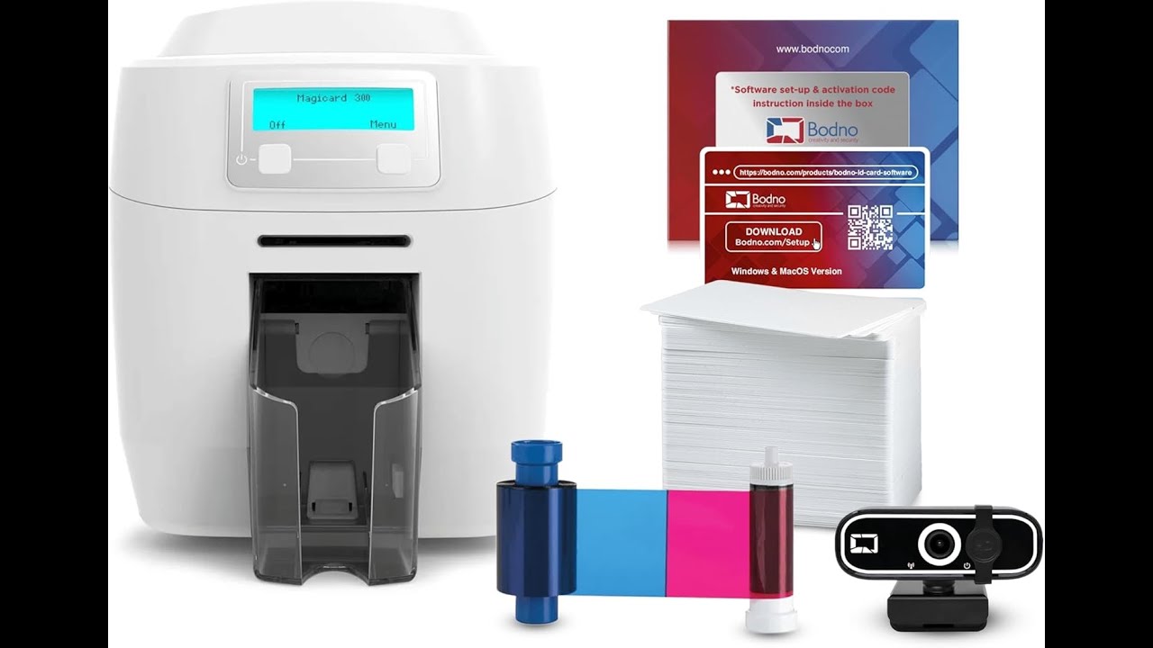 Bodno Magicard 300 Dual-Sided ID Card Printer – Pro Quality with Complete Supplies & ID Software