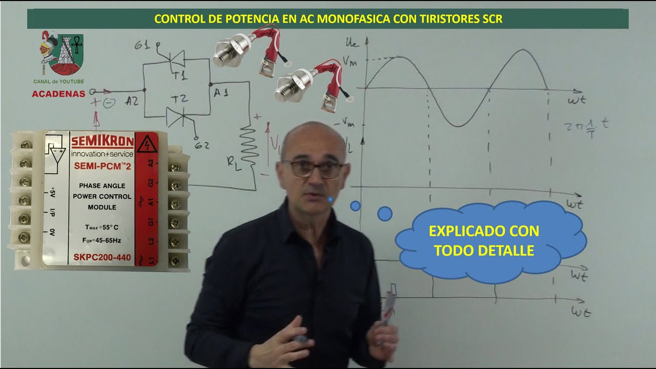 Como funcionan lo circuitos de control de potencia en AC MONOFASICA con tiristores SCR (clase 137)