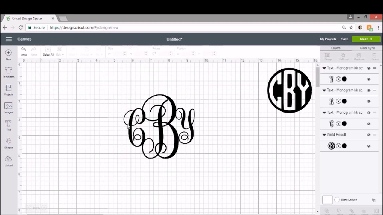 How to create a monogram in Cricut Design Space  font