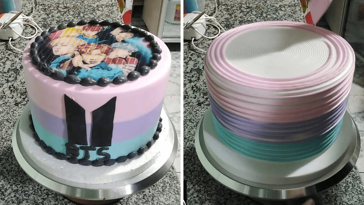 Pastel de BTS | PASTEL DE BTS PARA NIÑAS | como decorar una torta de bts