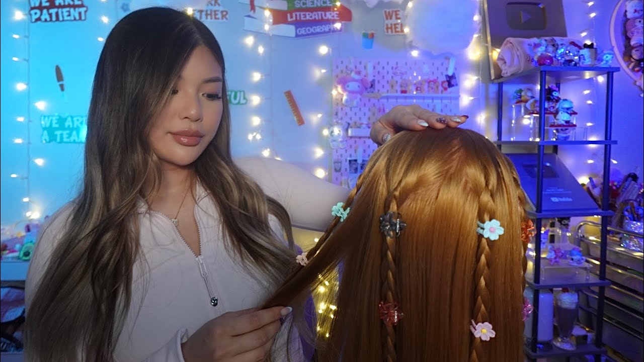 ASMR Girl In The Back Of Class Plays With Your Hair📓🥰 (clipping, brushing, braiding) 