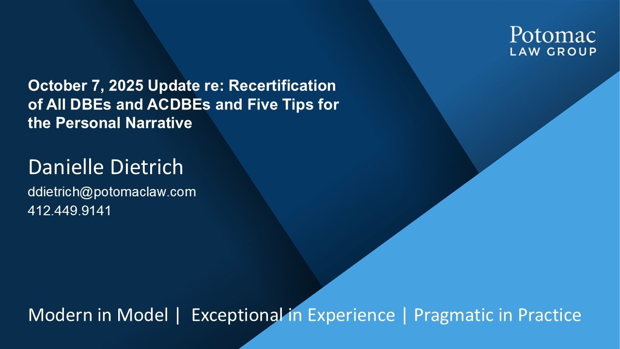 5 Tips for the Personal Narrative & Update re Recertification of All DBES and ACDBEs