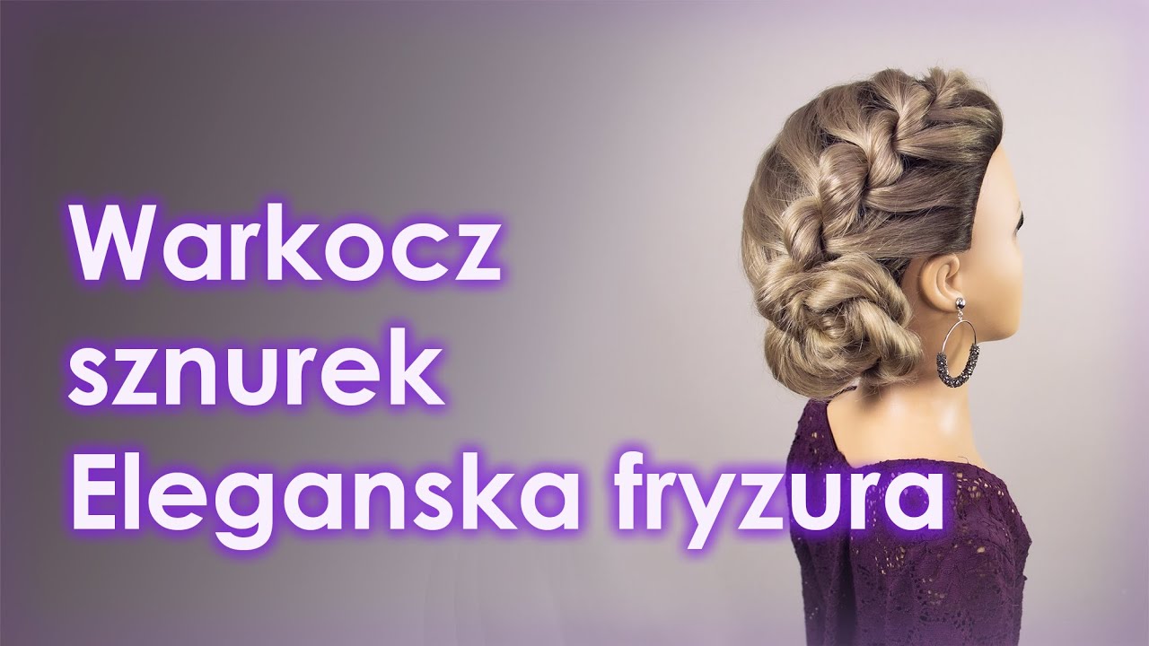 Prosty eleganski koczek na co dzień. Warkocz sznurek.