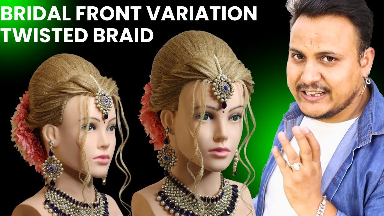 bridal  front variation hairstyle / simple and easy bridal front variation / twisted braid