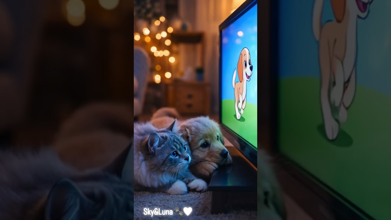 Movie night 🍿🐾 #funnyanimals #petsreels #dogandcat #viralshort #gatto #cane #cute #piesek #kotek