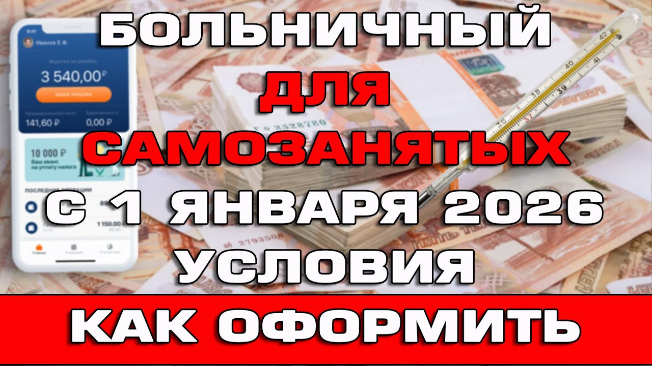 Больничный для самозанятых с 1 января 2026 Как получить Условия