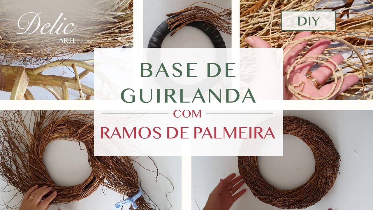 LINDA!!!! BASE DE GUIRLANDA COM RAMOS DE PALMEIRA