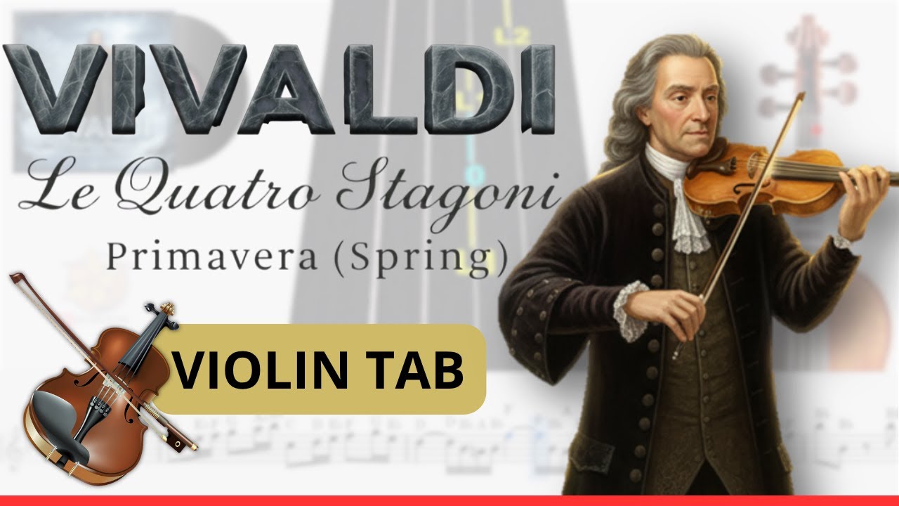 🎻𝄞 Vivaldi Four Seasons: Spring (L'Primavera) 🎶 | Violín 🎻 Play Along | TABLATURA