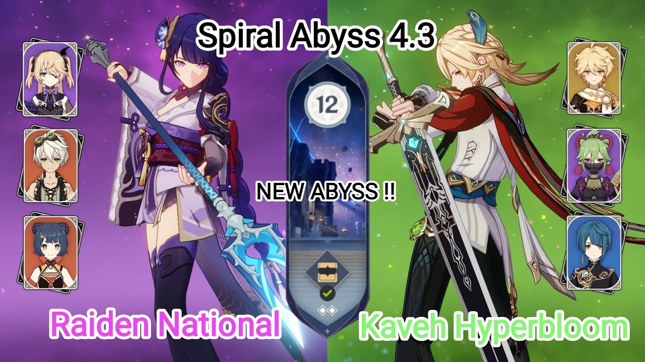 F2P C0 Raiden National & C1 Kaveh Hyperbloom - NEW Spiral Abyss 4.3 Floor 12 Genshin Impact