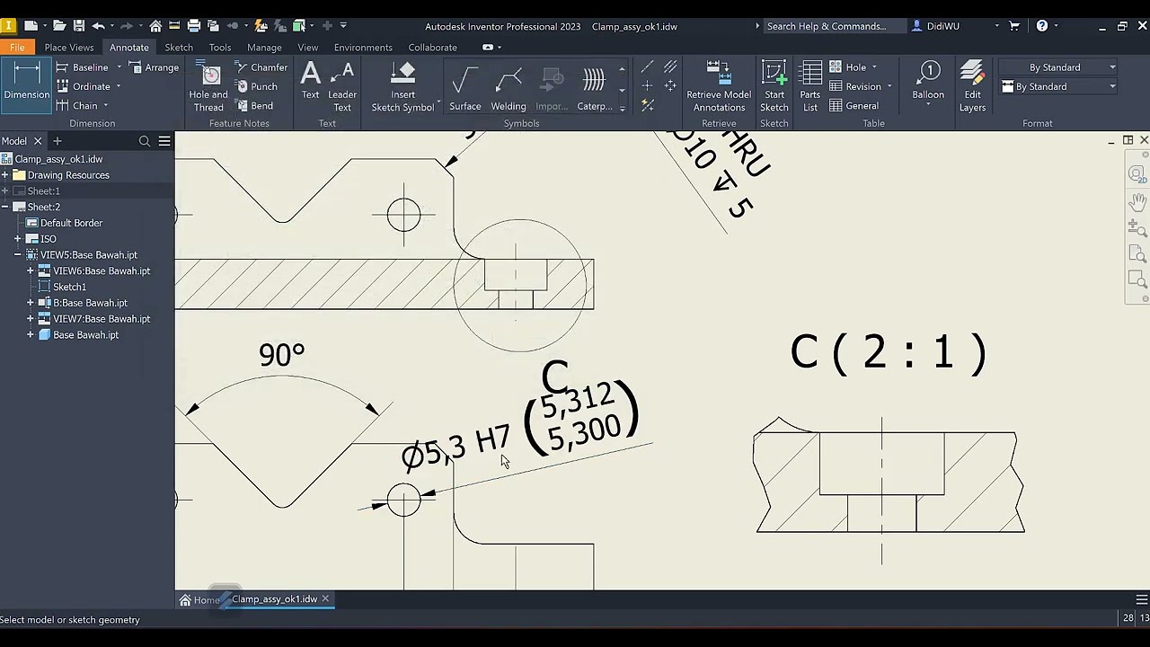 Autodesk Inventor Tutorial: Create Part Drawing