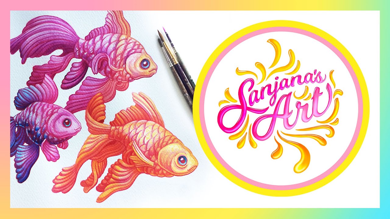 Dr. Ph. Martin's Bombay Ink Painting Process Time Lapse - Goldfish (Extended Version)
