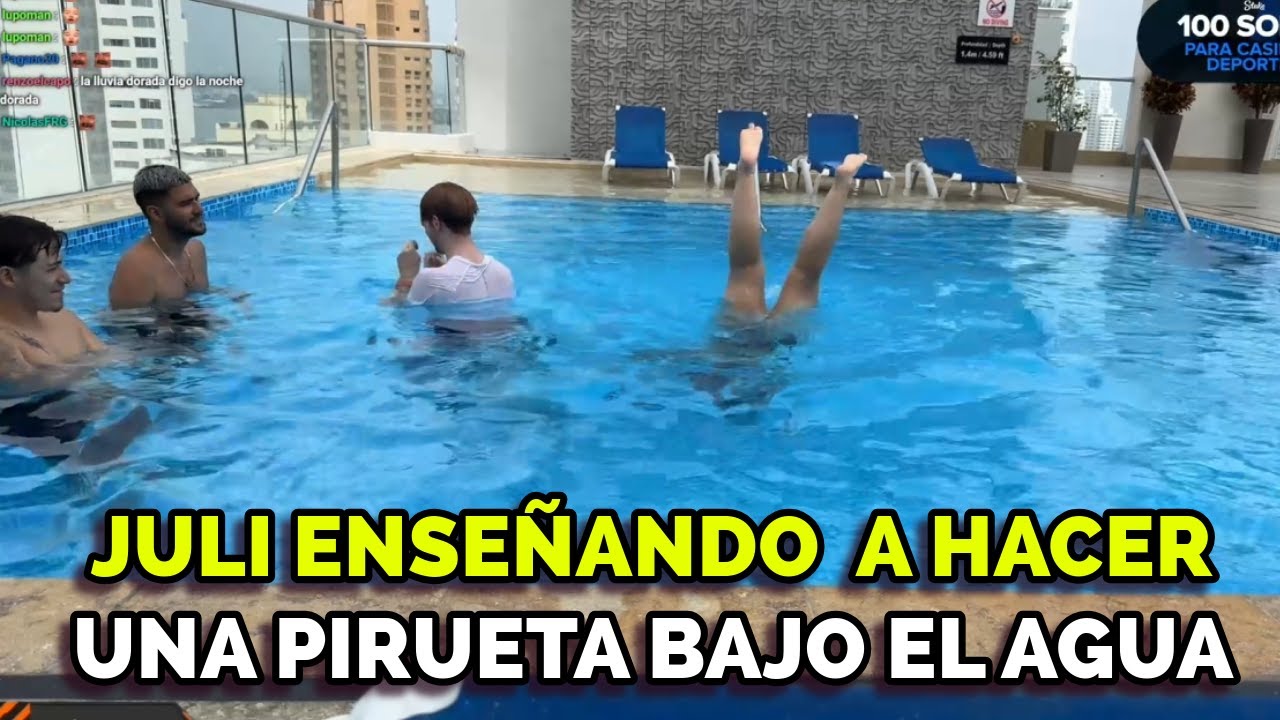 JULI ENSEÑANDO A HACER UNA PIRUETA BAJO EL AGUA