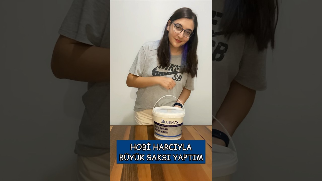 Hızlı donan beton harcı ile b&uuml;y&uuml;k saksı yaptım🪴Yoğurt kabına d&ouml;kt&uuml;m 20 dakikada hazır oldu! #hobi