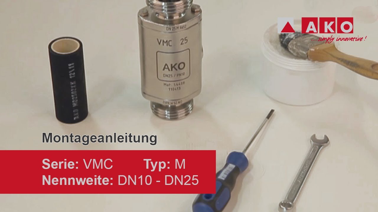Manschettenwechsel bei Quetschventil, Serie VMC, Typ M, DN10, DN15, DN20, DN25