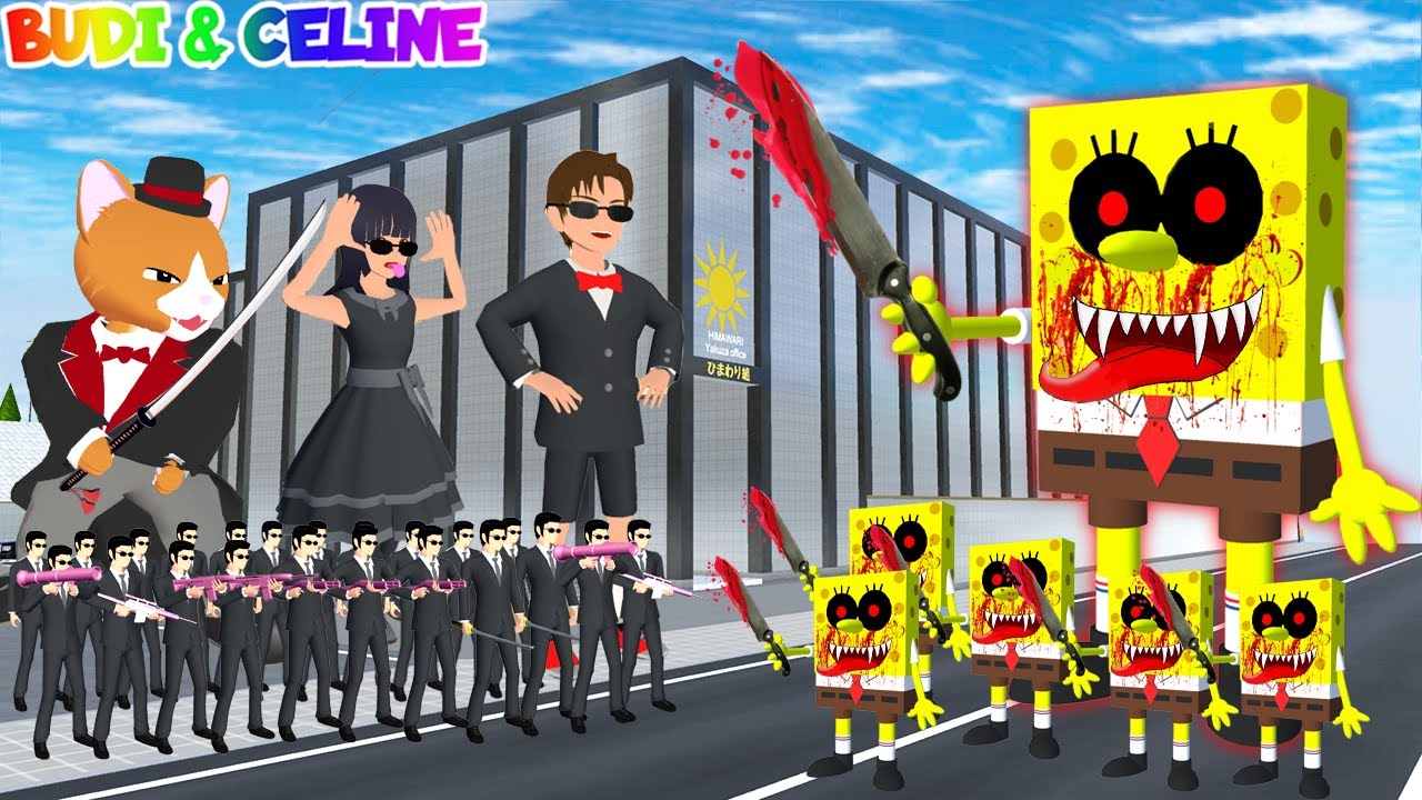 Yuta Mio Bocil Yakuza VS Spongebob EXE Jahat | Yuta Panggil Catbutler Raksasa