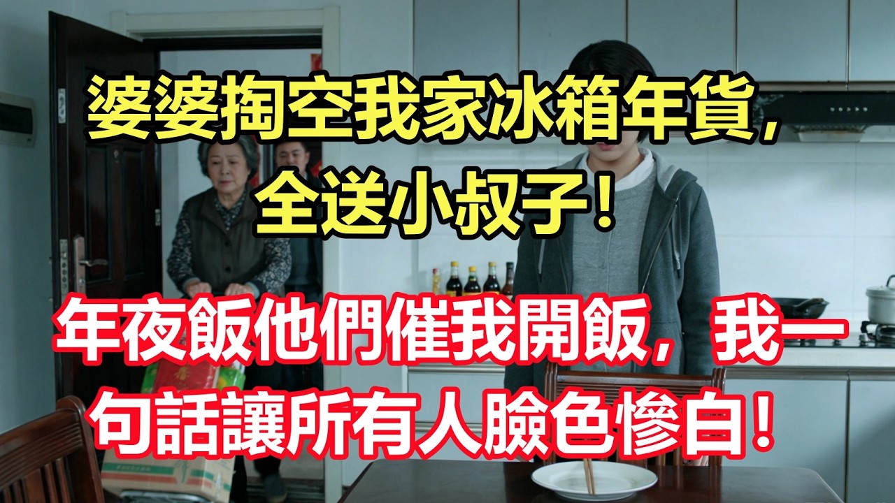 婆婆掏空我家冰箱年貨，全送小叔子！年夜飯他們催我開飯，我一句話讓所有人臉色慘白！ #故事分享 #情感故事 #老年故事 #故事#情感需求
