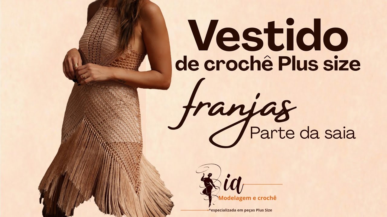 PASSO A PASSO: Vestido de crochê com franjas - PARTE DA SAIA.  Tutorial de croche fácil.