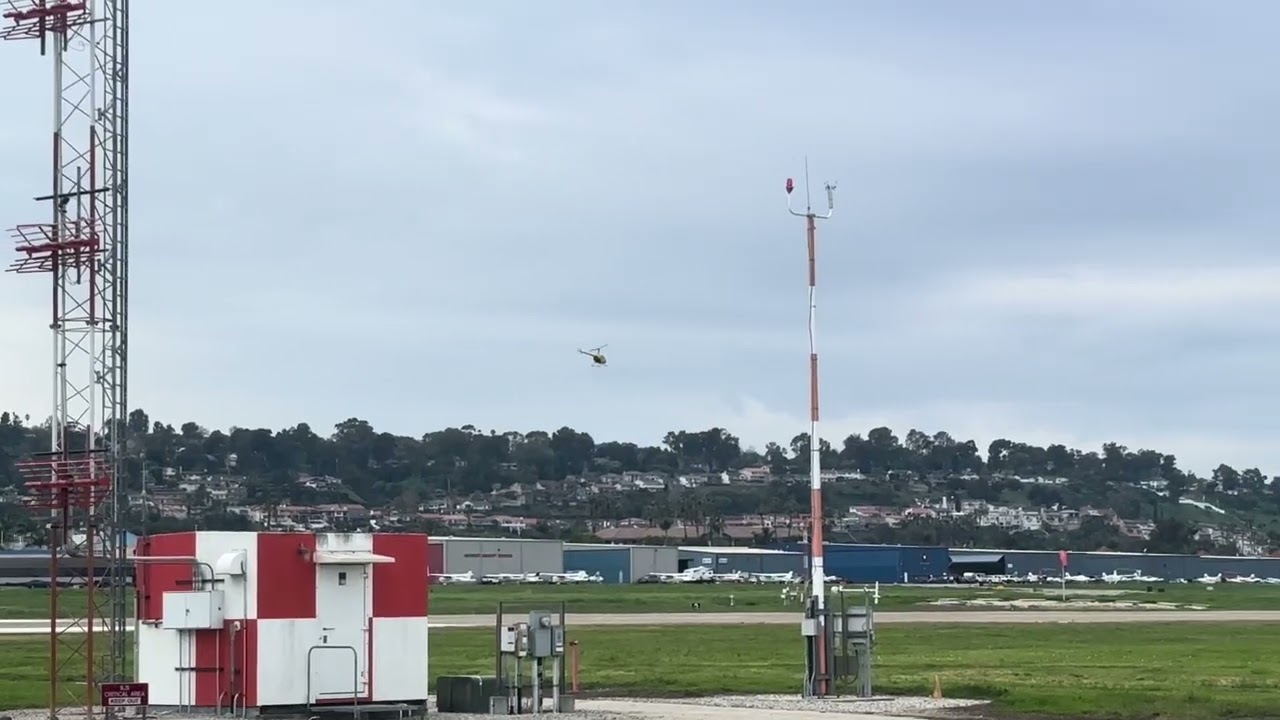 Robinson R22 Helicopter N777UH taking off from Torrance Airport 