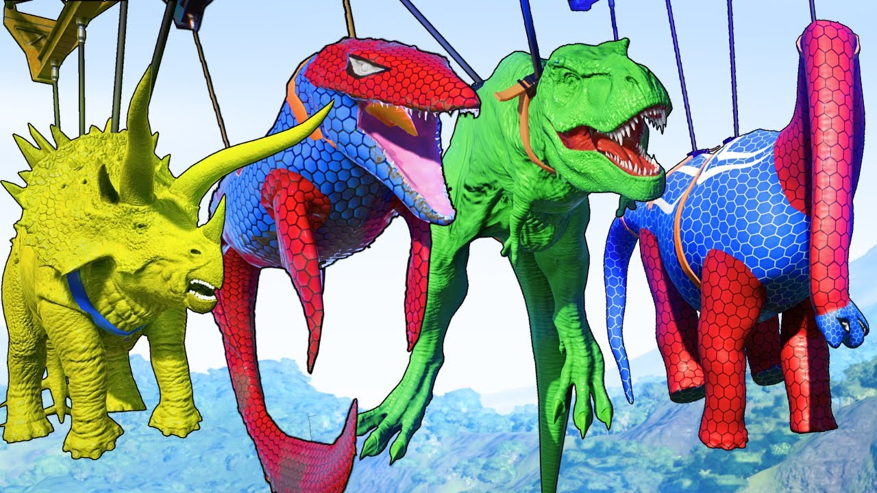NEW SPIDERMAN SUPERHERO TREX VS IREX BATTLE IN JURASSIC WORLD EPIC SUPER HERO DINOSAURS FIGHT