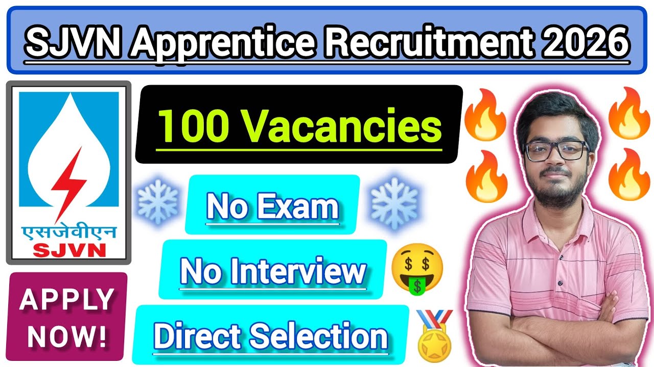 SJVN Apprenticeship 2026 || 100 Seats || Degree/ Diploma/ITI Eligible || Apply Online || #viral